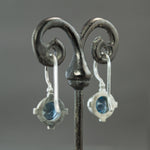 London Blue Topaz Deco Frame Earrings in Sterling Silver