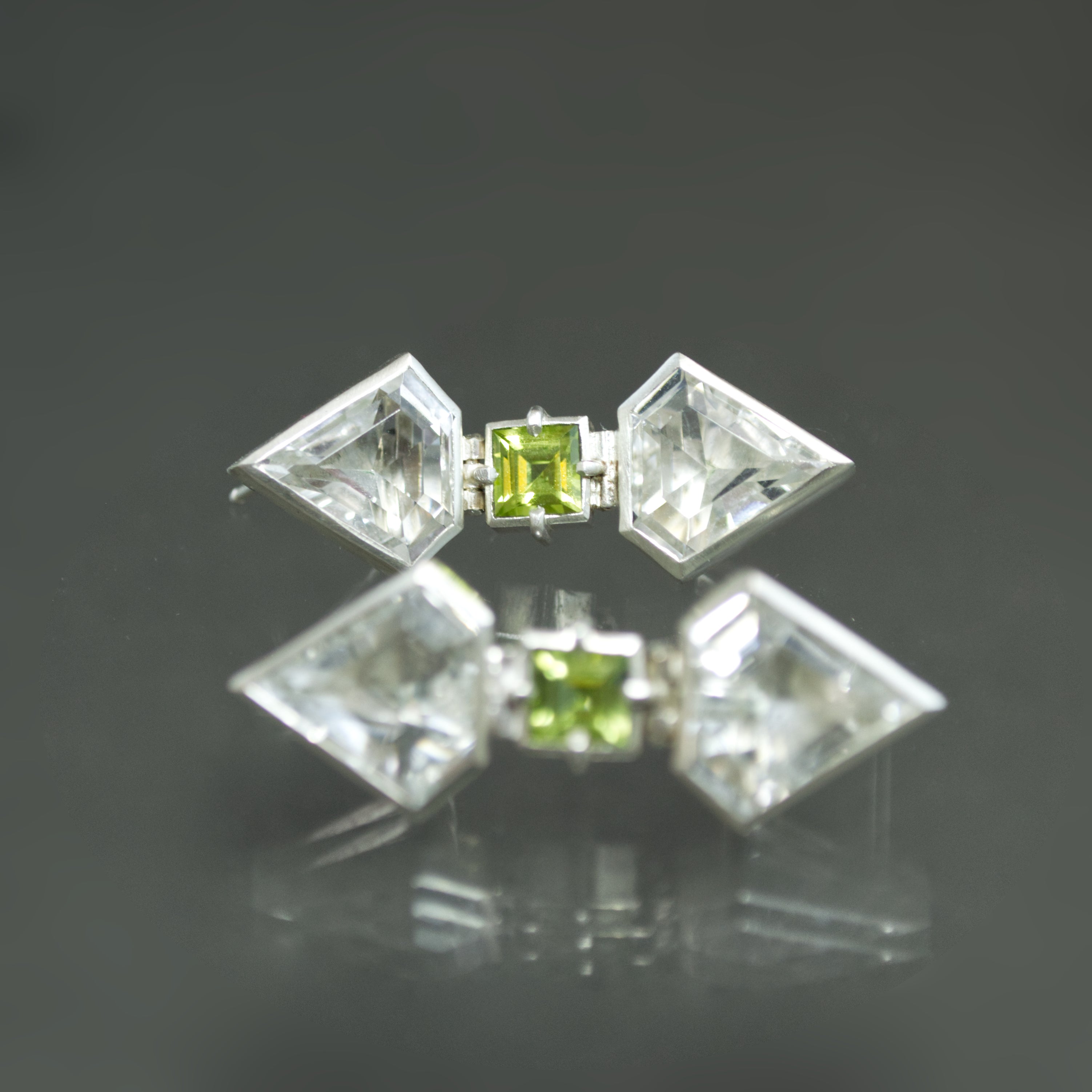 Peridot and Quartz Geometric Statement Earrings