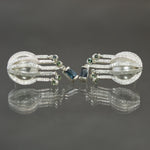 Blue Tourmaline and Green Sapphire Draped Fringe Earrings in Sterling Silver