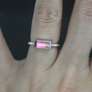 Bi Color Tourmaline Coined Ring - Size 6.5