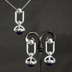 Amethyst Fob Stirrup Earrings