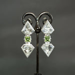 Peridot and Quartz Geometric Statement Earrings