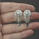 Blue Tourmaline and Green Sapphire Draped Fringe Earrings in Sterling Silver