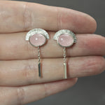 Morganite Singular Fringe Earrings in Sterling Silver