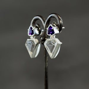 Amethyst and Quartz Geometric Earrings