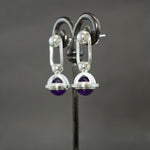 Amethyst Fob Stirrup Earrings