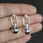 Amethyst Fob Stirrup Earrings