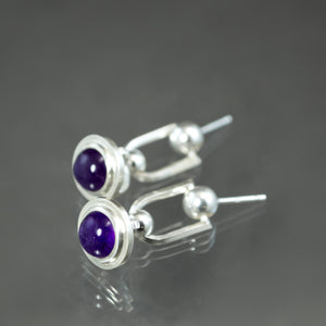 Amethyst Fob Stirrup Earrings