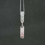 Pink to White Tourmaline and Sapphire Dart Pendant