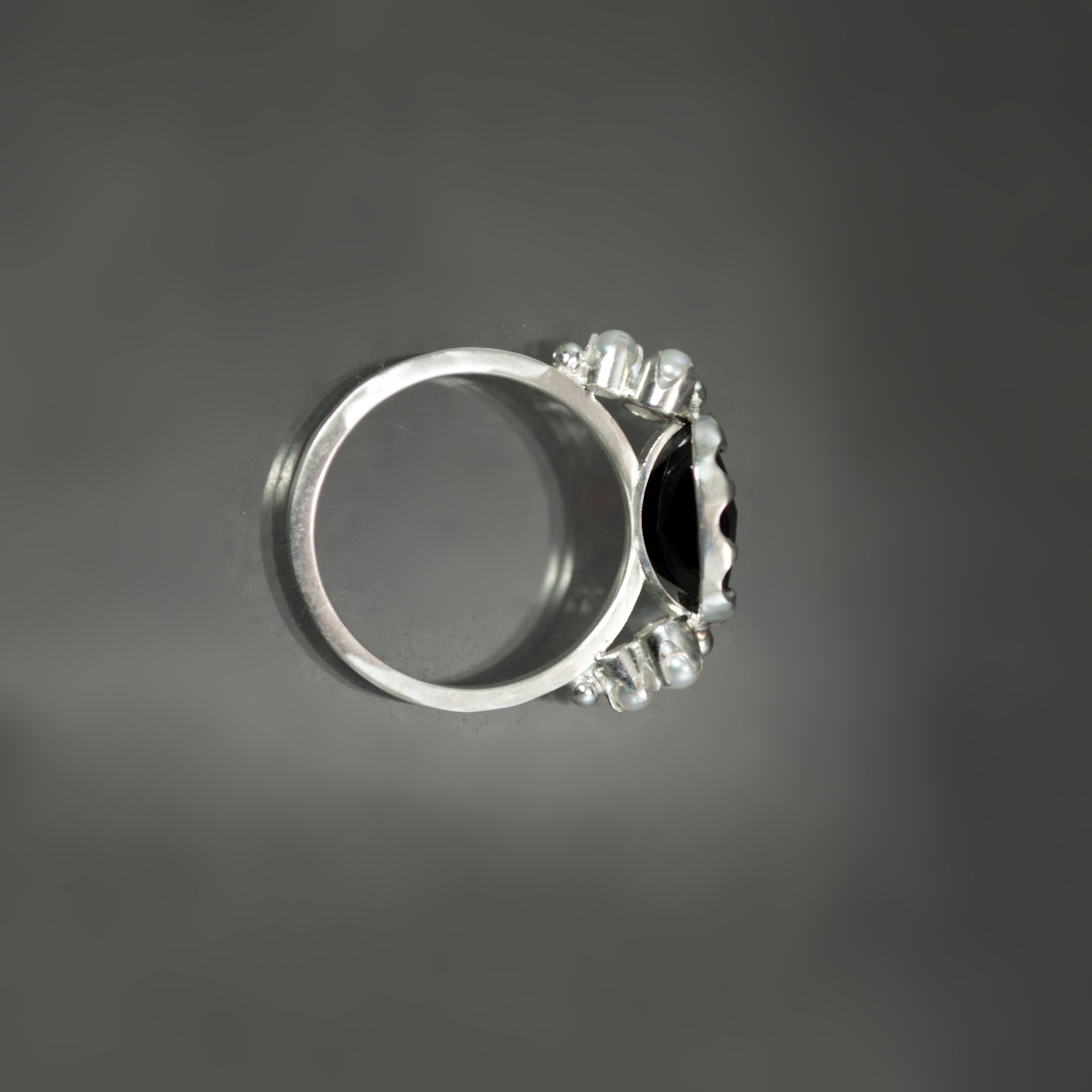 Almandine Garnet and Seed Pearl Ring - Size 7.5
