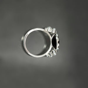 Almandine Garnet and Seed Pearl Ring - Size 7.5