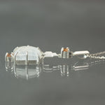 Rainbow Moostone and Orange Sapphire Art Deco Lavalier in Sterling Silver