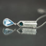 Aquamarine and Teal Tourmaline Dart Pendant