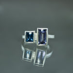 Blue Spinel Sidecar Ring - Size 6