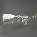 Rainbow Moonstone and Aqua Tourmaline Dart Pendant in Sterling Silver