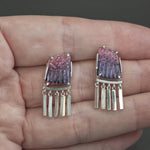 Purple/Pink Carved Tourmaline Fringe Earrings