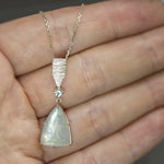 Rainbow Moonstone and Aqua Tourmaline Dart Pendant in Sterling Silver