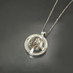 Dendritic Quartz Art Deco Porthole Pendant in Sterling Silver
