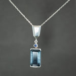 Mossy Aquamarine and Sapphire Pendant