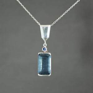 Mossy Aquamarine and Sapphire Pendant