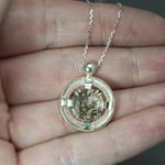 Dendritic Quartz Art Deco Porthole Pendant in Sterling Silver