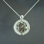 Dendritic Quartz Art Deco Porthole Pendant in Sterling Silver
