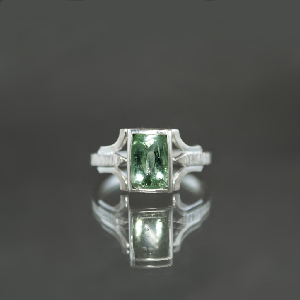 Mint Tourmaline Bracket Ring - Size 7