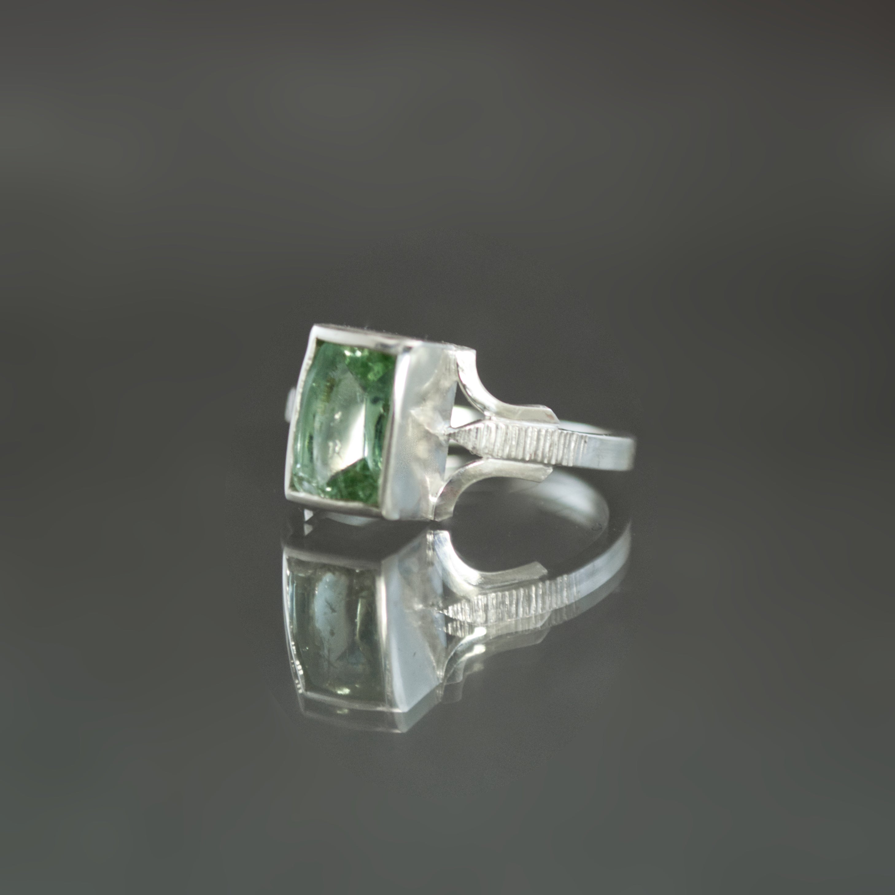 Mint Tourmaline Bracket Ring - Size 7