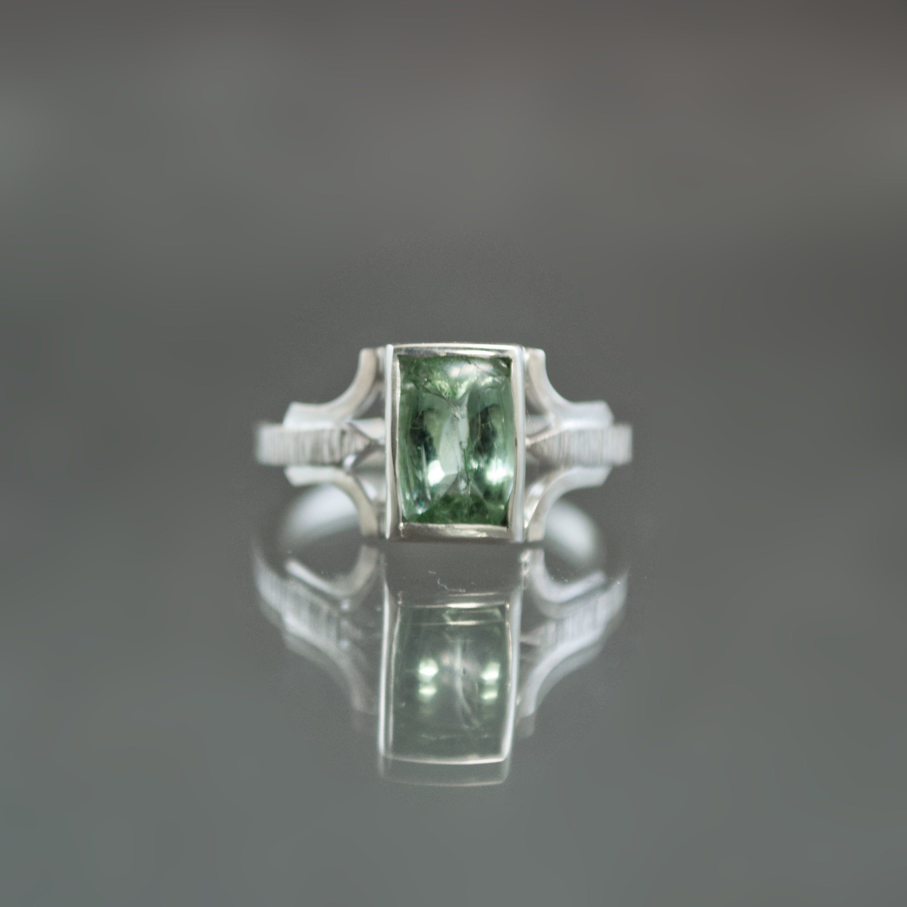 Mint Tourmaline Bracket Ring - Size 7
