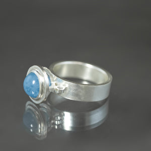 Petite Fob Ring with Aquamarine - Size 7.5