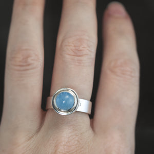 Petite Fob Ring with Aquamarine - Size 7.5