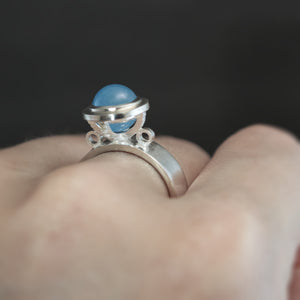 Petite Fob Ring with Aquamarine - Size 7.5