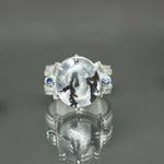 Dendritic Quartz and Sapphire Ring - Size 6.5