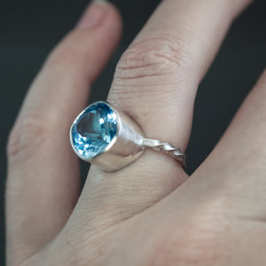 Blue Topaz Twist Ring - Size 6.75