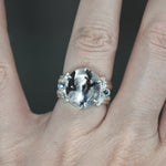 Dendritic Quartz and Sapphire Ring - Size 6.5