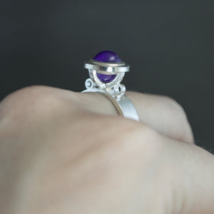 Petite Fob Ring in Amethyst - Size 8