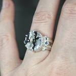 Dendritic Quartz and Sapphire Ring - Size 6.5