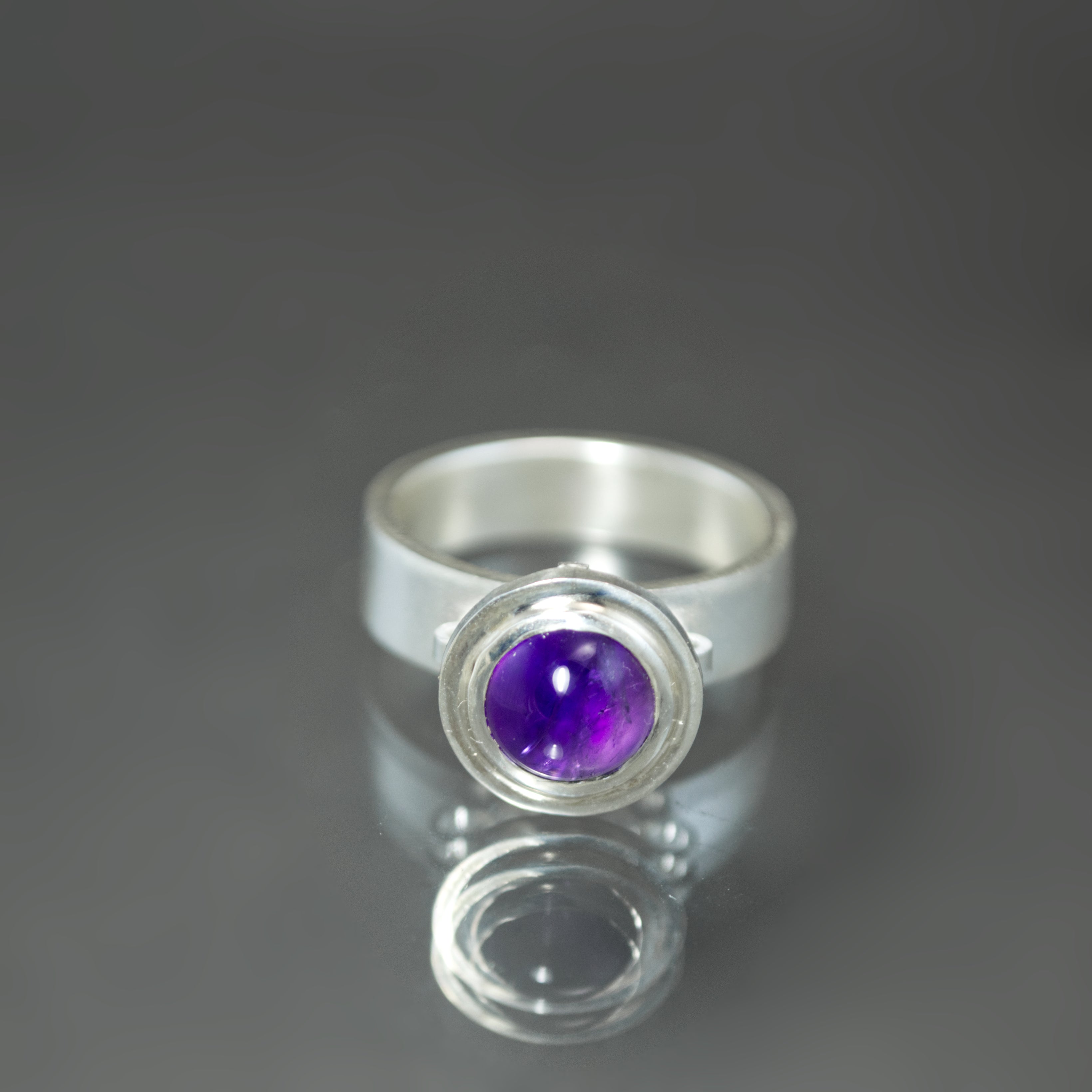 Petite Fob Ring in Amethyst - Size 8