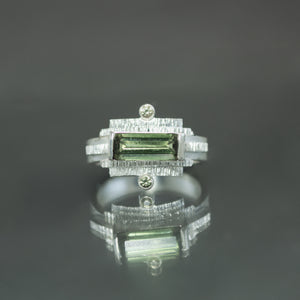 Green Tourmaline and Sapphire Ring - Size 7.25