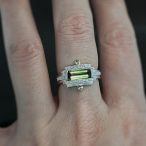 Green Tourmaline and Sapphire Ring - Size 7.25