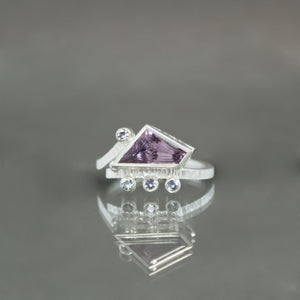 Futuristic Purple Spinel Ring - Size 6.25