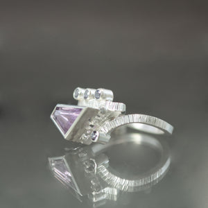 Futuristic Purple Spinel Ring - Size 6.25