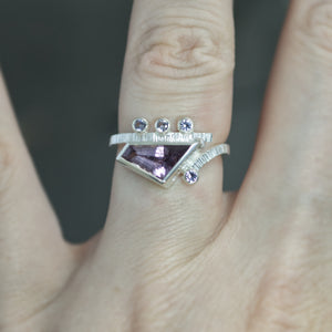 Futuristic Purple Spinel Ring - Size 6.25