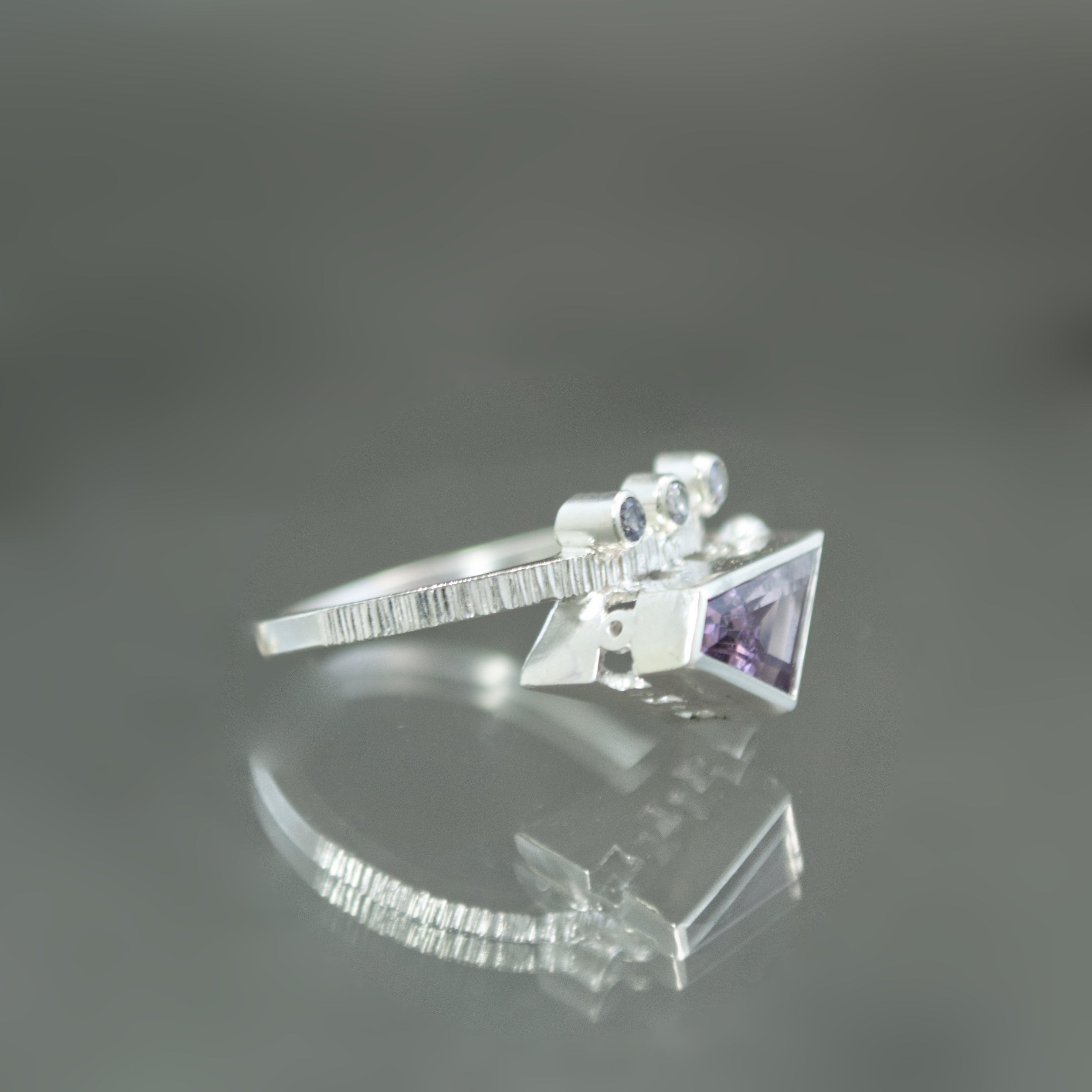 Futuristic Purple Spinel Ring - Size 6.25