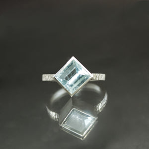 Aquamarine Askew Coined Ring - Size 6