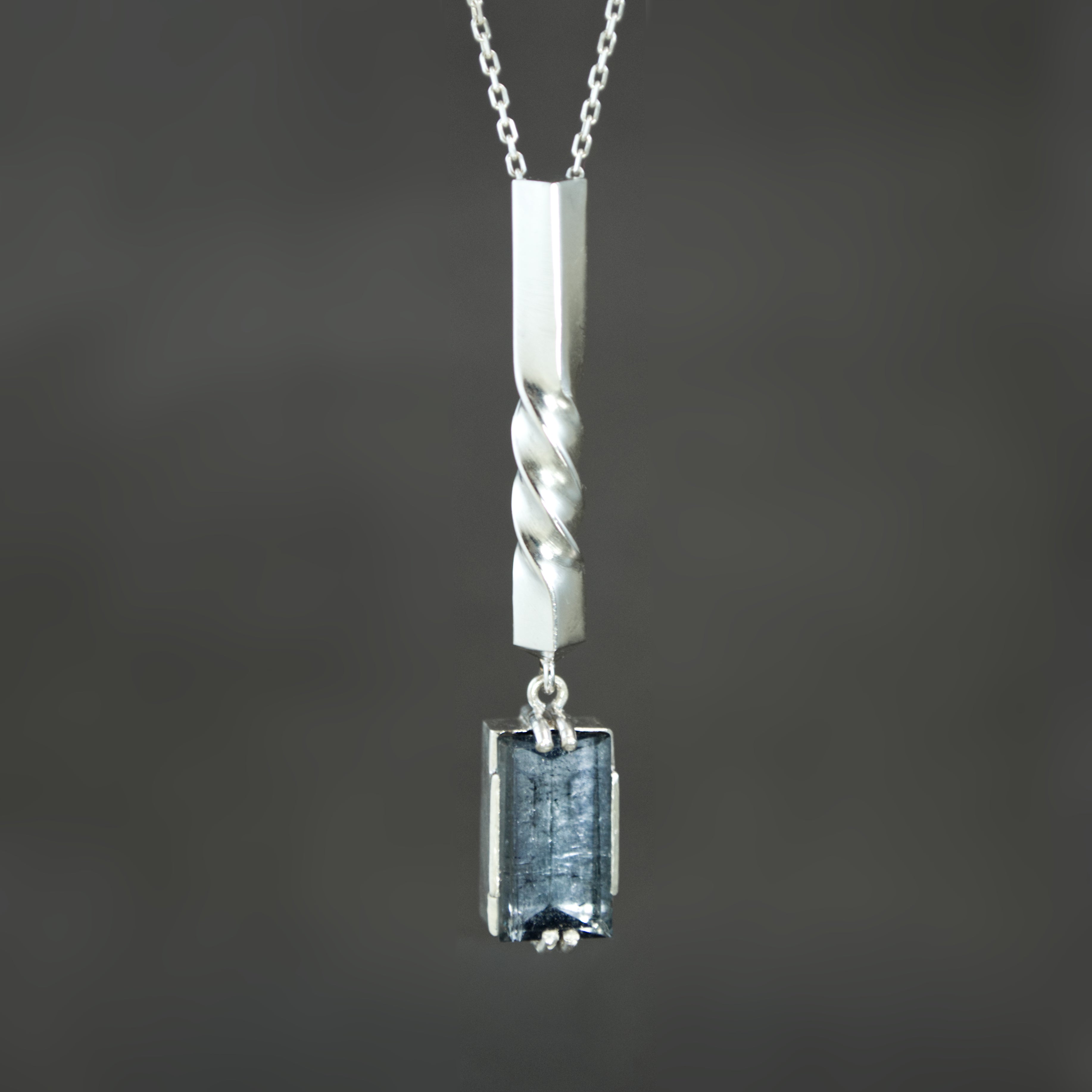 Gray Tourmaline Twist Pendant