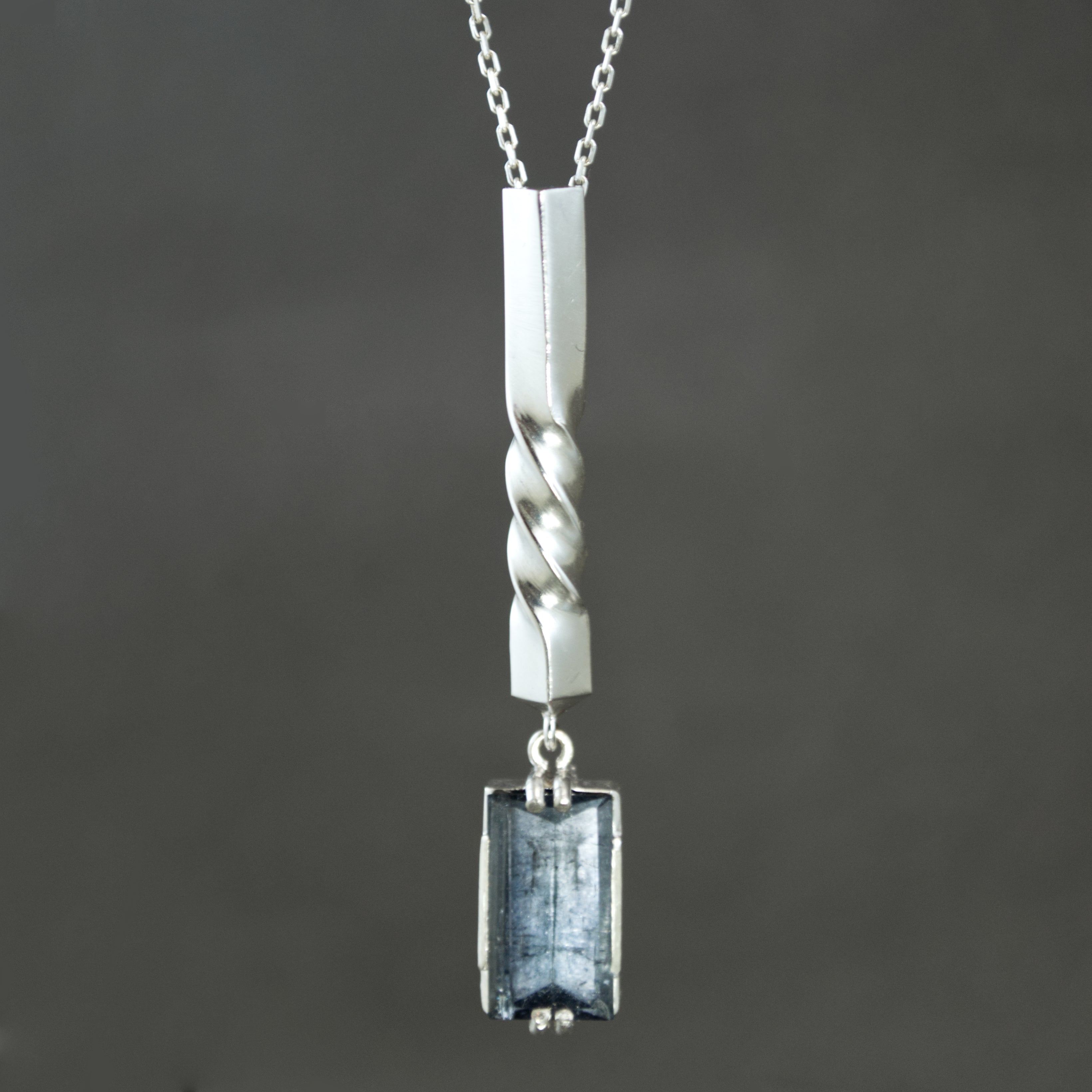 Gray Tourmaline Twist Pendant