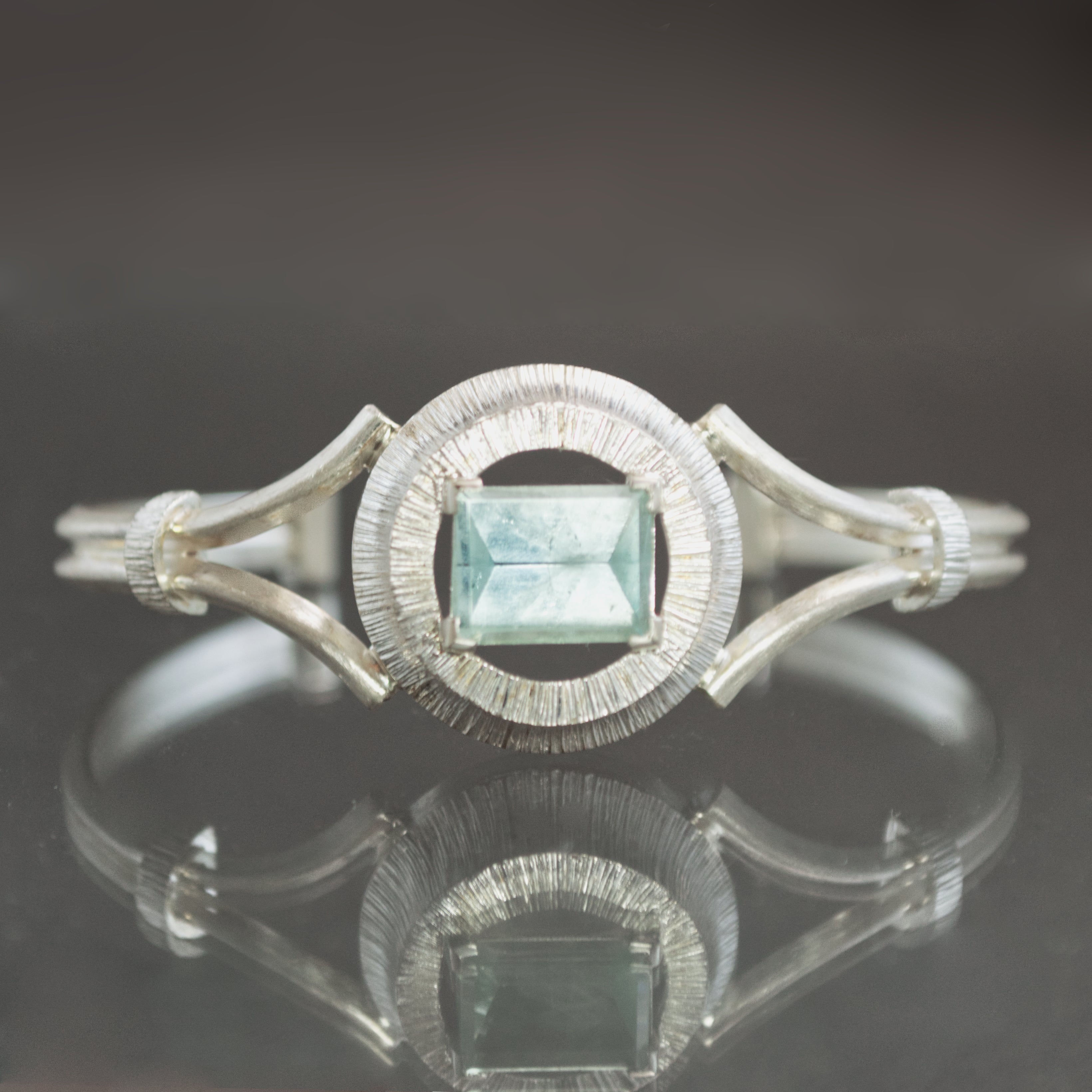 Aquamarine Retro Regency Cuff Bracelet