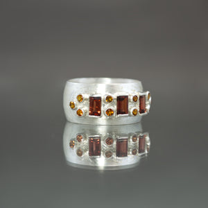 Garnet and Citrine Autumnal Band - Size 8.25