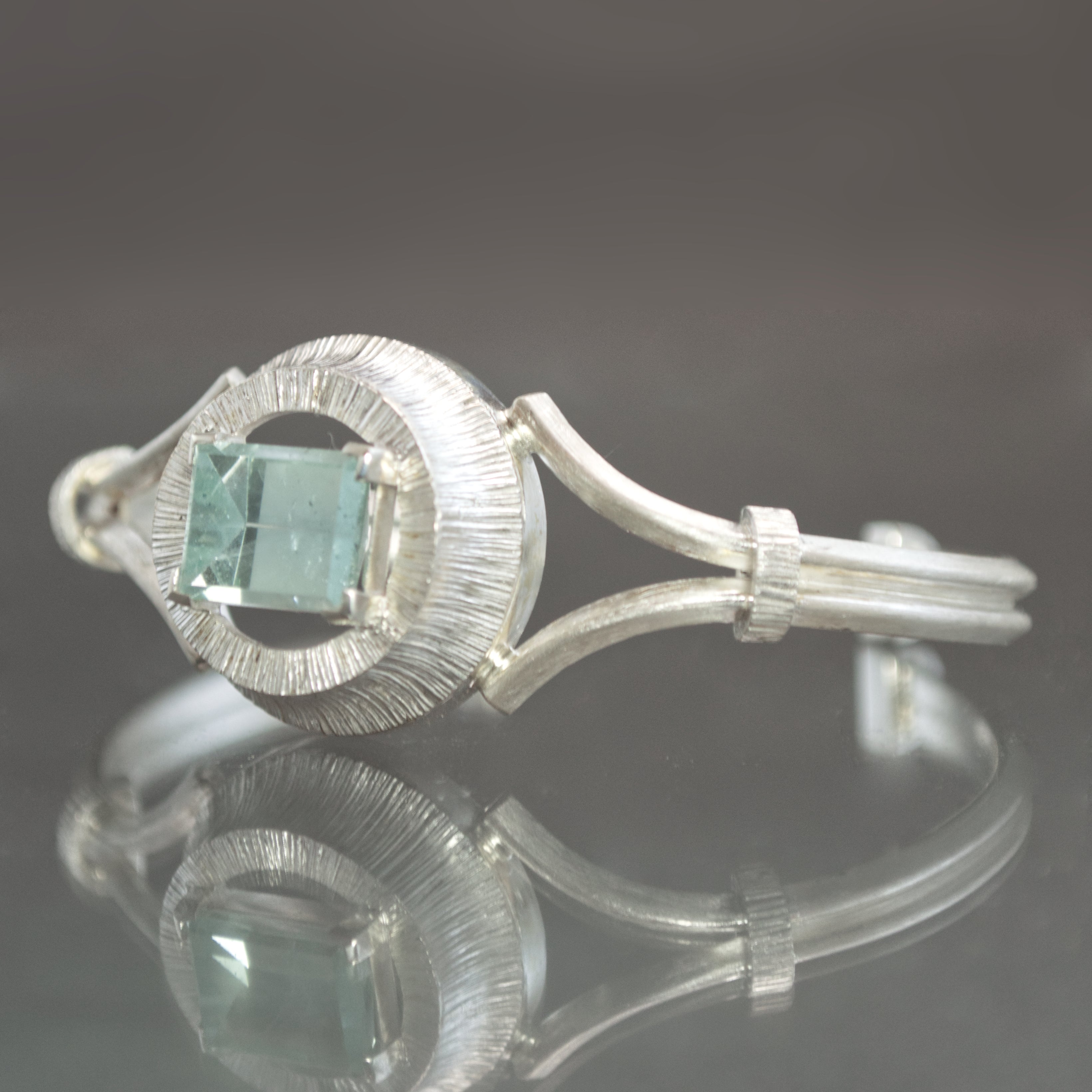 Aquamarine Retro Regency Cuff Bracelet